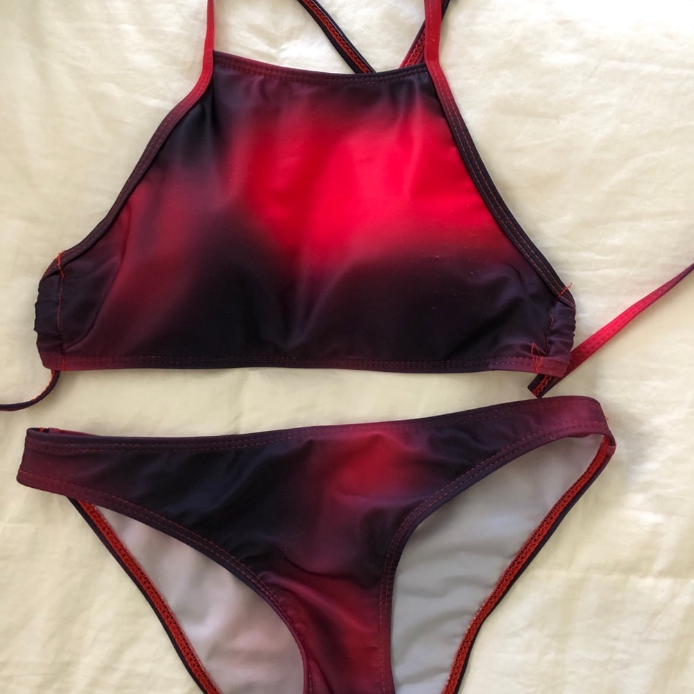 High neck bikini top and bottom